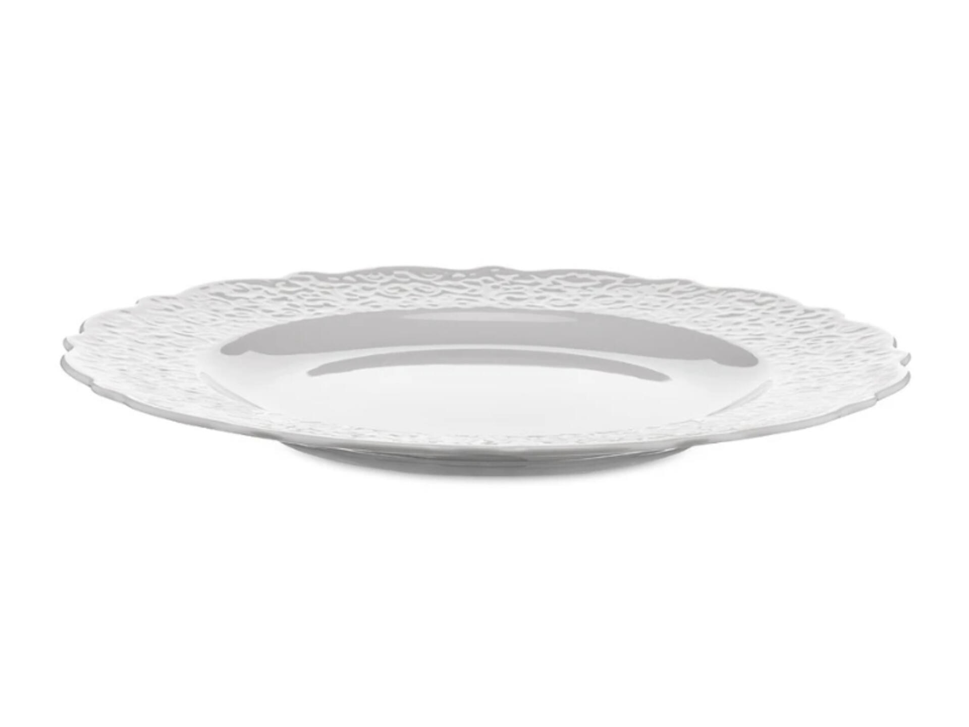 Alessi Set di 4 pezzi piatti piani in ceramica stoneware bianca