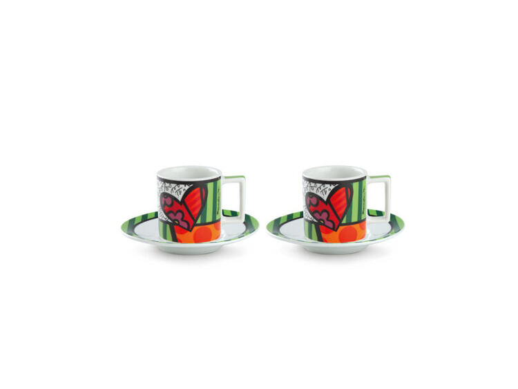 BRITTO SET 2 TAZZE CAPPUCCINO CON PIATTINO BRITTO CUORE